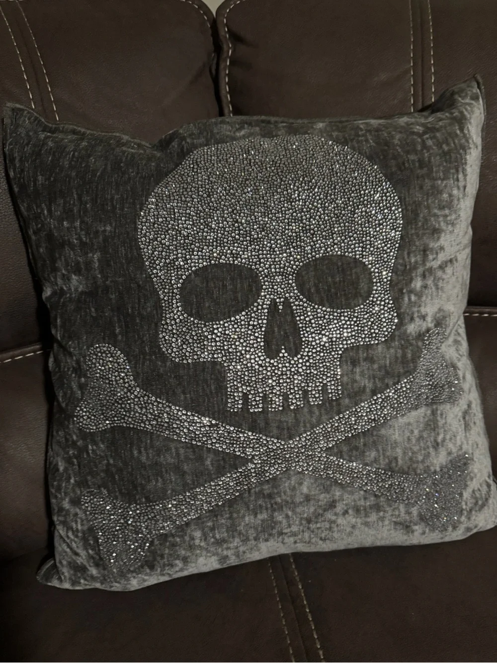 Halloween Magaschoni Rhinestone Skull Decorative Pillow